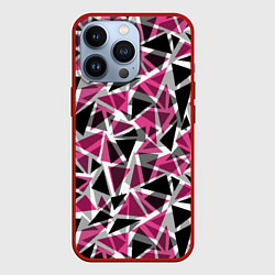 Чехол iPhone 13 Pro Геометрический абстрактный узор в вишнево серых и