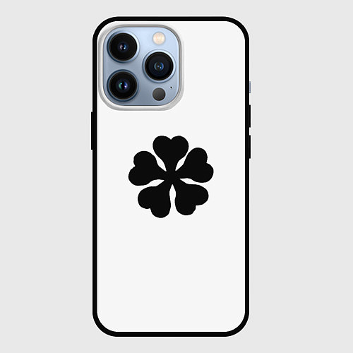 Чехол iPhone 13 Pro Черный пятилистный клевер из аниме - черный клевер / 3D-Черный – фото 1