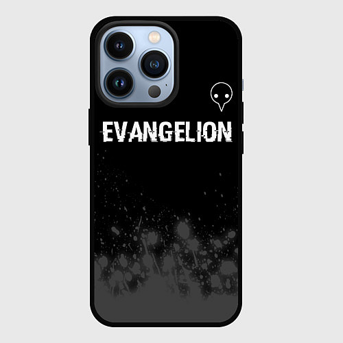 Чехол iPhone 13 Pro Evangelion glitch на темном фоне: символ сверху / 3D-Черный – фото 1