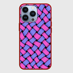 Чехол для iPhone 13 Pro Фиолетово-сиреневая плетёнка - оптическая иллюзия, цвет: 3D-красный