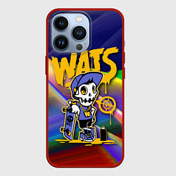 Чехол iPhone 13 Pro Whats - скелет со скейтбордом - граффити