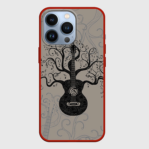 Чехол iPhone 13 Pro Разросшееся дерево гитара / 3D-Красный – фото 1