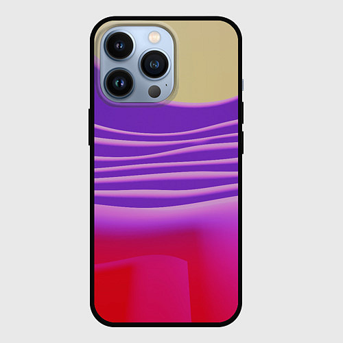 Чехол iPhone 13 Pro Волнообразные листы разных цветов / 3D-Черный – фото 1