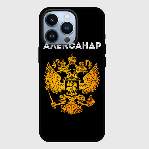 Чехол iPhone 13 Pro Александр и зологой герб РФ / 3D-Черный – фото 1