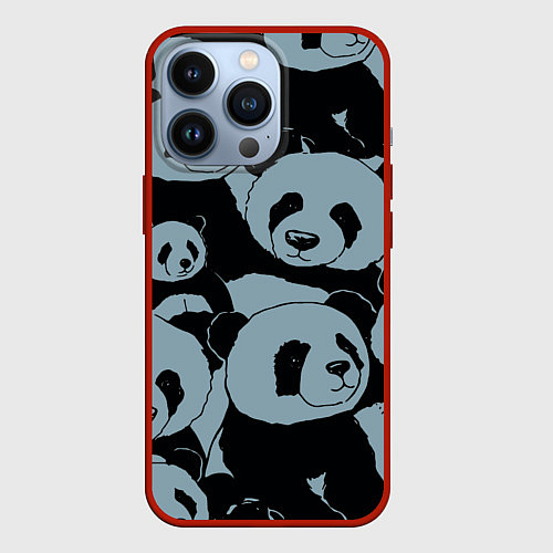 Чехол iPhone 13 Pro Panda summer song / 3D-Красный – фото 1