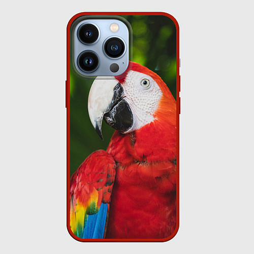 Чехол iPhone 13 Pro Красный попугай Ара / 3D-Красный – фото 1