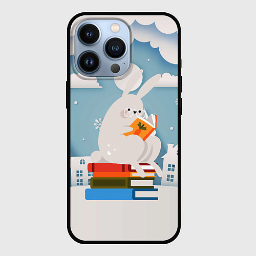 Чехол iPhone 13 Pro Кролик на книжках / 3D-Черный – фото 1