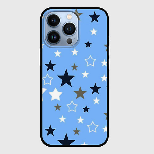 Чехол iPhone 13 Pro Звёзды на голубом фоне / 3D-Черный – фото 1