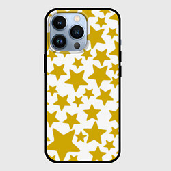 Чехол для iPhone 13 Pro Жёлтые звезды, цвет: 3D-черный