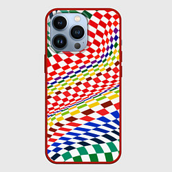 Чехол для iPhone 13 Pro Разноцветная оптическая иллюзия, цвет: 3D-красный