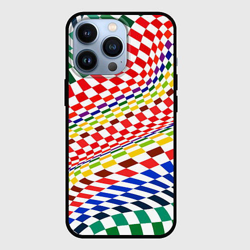 Чехол iPhone 13 Pro Разноцветная оптическая иллюзия / 3D-Черный – фото 1