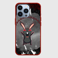Чехол для iPhone 13 Pro Черный кролик орет как сумасшедший, цвет: 3D-красный