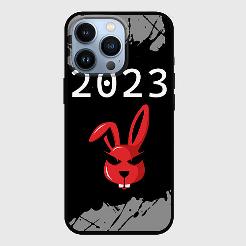 Чехол iPhone 13 Pro НГ Кролик суровый / 3D-Черный – фото 1