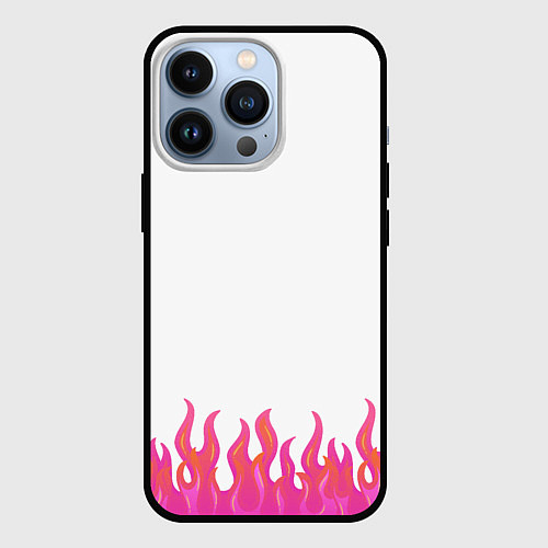 Чехол iPhone 13 Pro Розовые языки огня / 3D-Черный – фото 1