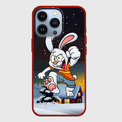 Чехол для iPhone 13 Pro Счастливый заяц 2023, цвет: 3D-красный
