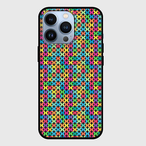 Чехол iPhone 13 Pro Яркие вязаные крестики / 3D-Черный – фото 1
