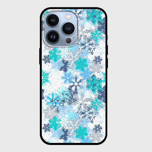 Чехол iPhone 13 Pro Снежные узоры / 3D-Черный – фото 1
