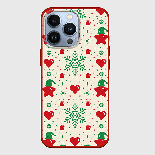 Чехол iPhone 13 Pro Love new year / 3D-Красный – фото 1