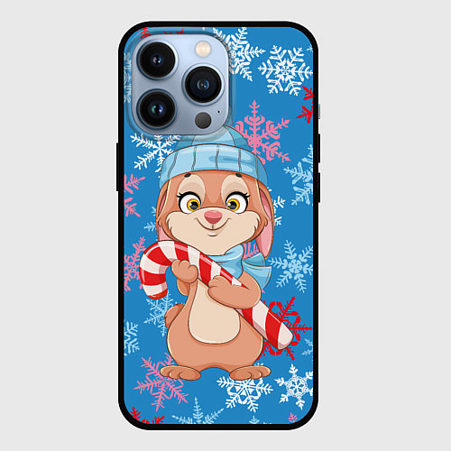 Чехол iPhone 13 Pro Зайка с карамелью / 3D-Черный – фото 1