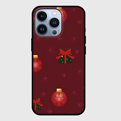 Чехол для iPhone 13 Pro Новогодние красные шарики, цвет: 3D-черный