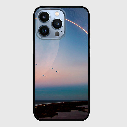 Чехол iPhone 13 Pro Космос и планeты / 3D-Черный – фото 1