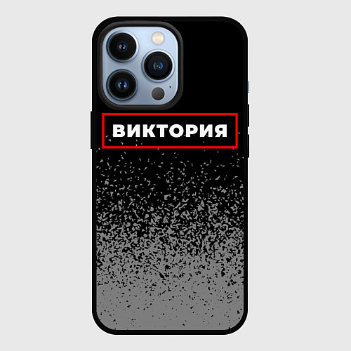 Чехол iPhone 13 Pro Виктория - в красной рамке на темном / 3D-Черный – фото 1