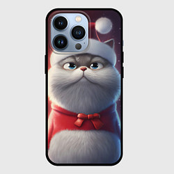 Чехол iPhone 13 Pro Новогодний кот в шапке