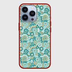 Чехол для iPhone 13 Pro Узор этнический гранж, цвет: 3D-красный