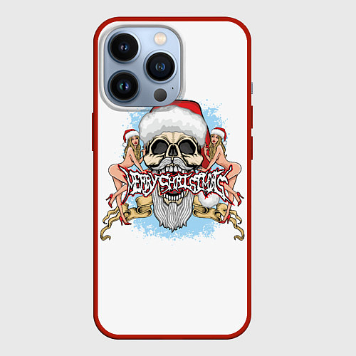 Чехол iPhone 13 Pro Merry Christmas Санта Хипстер / 3D-Красный – фото 1