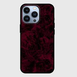 Чехол iPhone 13 Pro Черный и бордовый мраморный узор