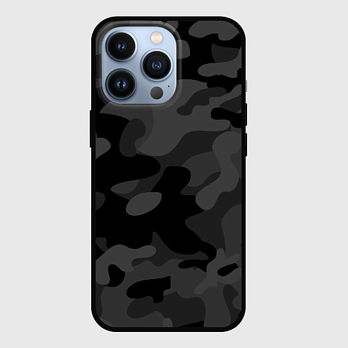 Чехол iPhone 13 Pro Черный ночной камуфляж / 3D-Черный – фото 1