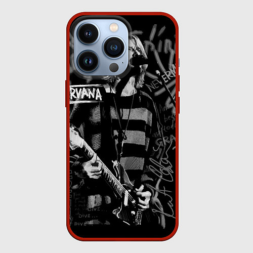 Чехол iPhone 13 Pro Nirvana poster / 3D-Красный – фото 1