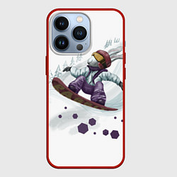 Чехол для iPhone 13 Pro Кролик Сноубордист, цвет: 3D-красный