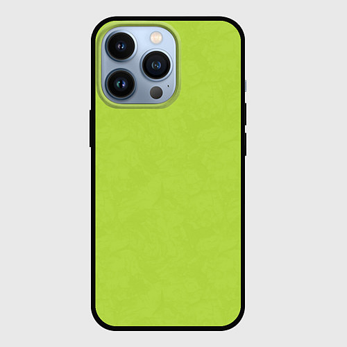 Чехол iPhone 13 Pro Текстурированный ярко зеленый салатовый / 3D-Черный – фото 1