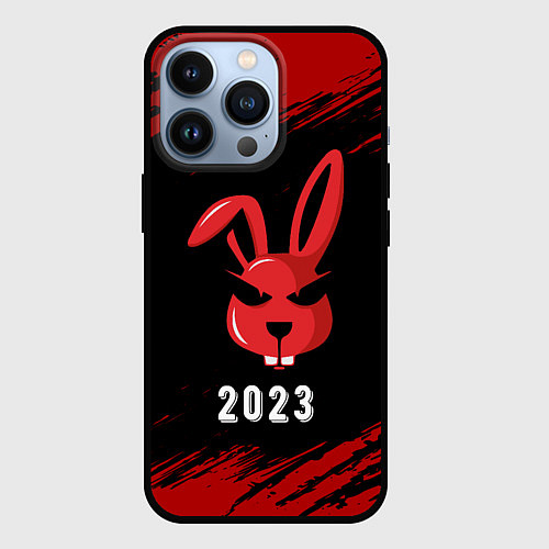 Чехол iPhone 13 Pro 2023 Кролик суровый / 3D-Черный – фото 1