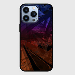 Чехол для iPhone 13 Pro Абстрактный черный узор на сиреневом, коричневом ф, цвет: 3D-черный