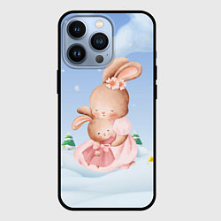 Чехол iPhone 13 Pro Мама зайка обнимает зайчонка