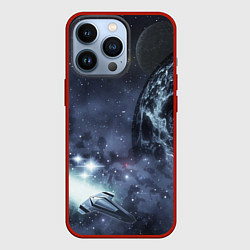 Чехол для iPhone 13 Pro Космос, планета и корабль, цвет: 3D-красный