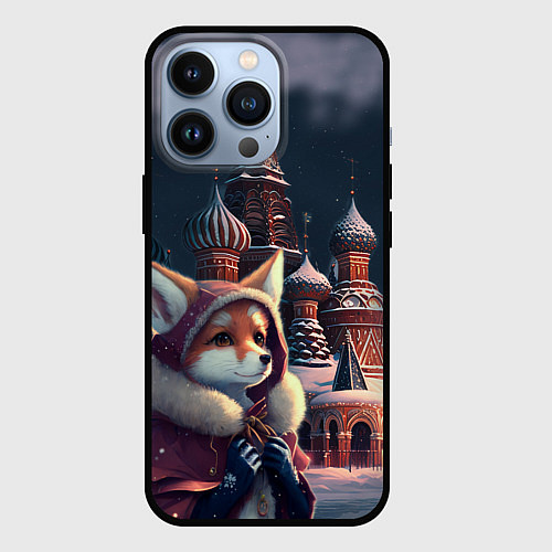 Чехол iPhone 13 Pro Лиса на Красной площади / 3D-Черный – фото 1
