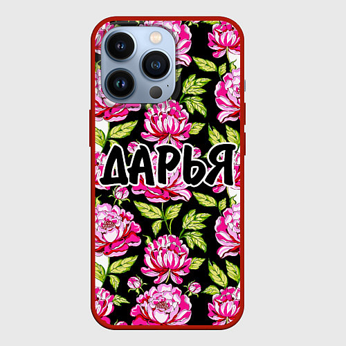 Чехол iPhone 13 Pro Дарья в цветах / 3D-Красный – фото 1