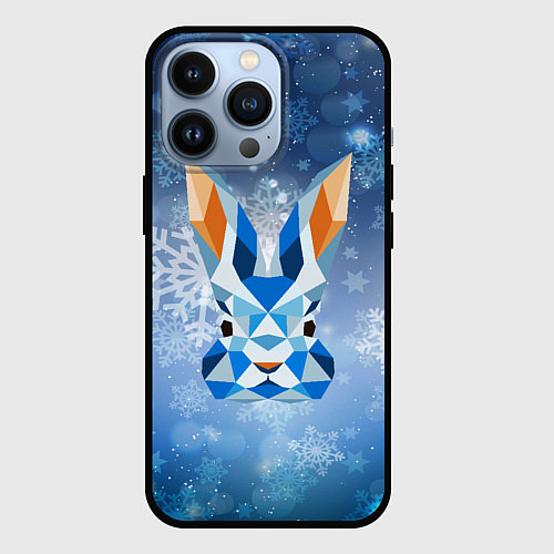 Чехол iPhone 13 Pro Синий абстрактный кролик / 3D-Черный – фото 1