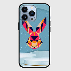 Чехол для iPhone 13 Pro Геометрический новогодний заяц, цвет: 3D-черный
