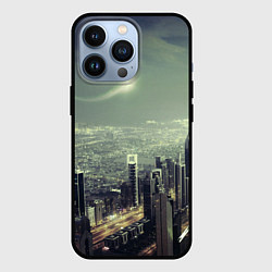Чехол для iPhone 13 Pro Футуристичный город, цвет: 3D-черный