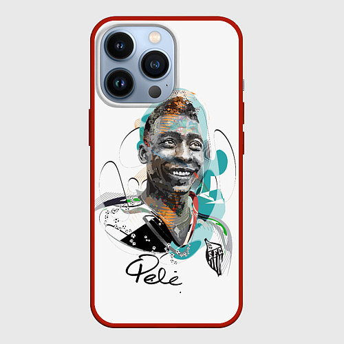 Чехол iPhone 13 Pro Пеле бразильский футболист / 3D-Красный – фото 1