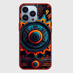 Чехол для iPhone 13 Pro Узор, шестеренка, стимпанк, цвет: 3D-красный