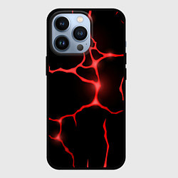 Чехол iPhone 13 Pro Красные неоновые трещины
