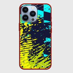 Чехол для iPhone 13 Pro Гоночный флаг и зеленая краска, цвет: 3D-красный
