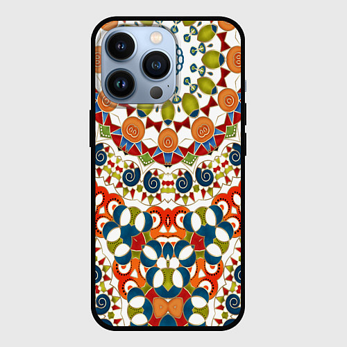 Чехол iPhone 13 Pro Разноцветный этнический орнамент / 3D-Черный – фото 1