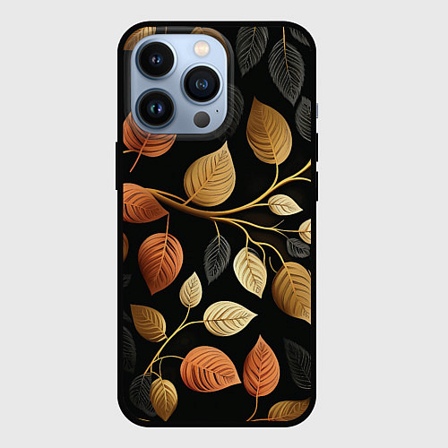 Чехол iPhone 13 Pro Осеннее настроение - листья / 3D-Черный – фото 1