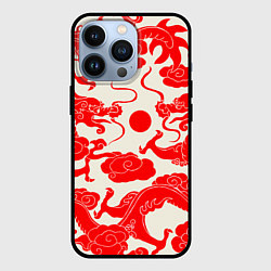 Чехол для iPhone 13 Pro Японские красные драконы, цвет: 3D-черный